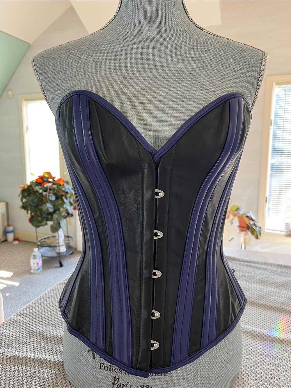 Lovesick Black and Purple Leather Corset Top